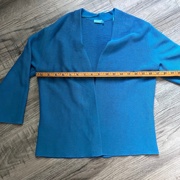 J. Mclaughlin Cropped Open Front Ribbed Cardigan - Blue size small - Picture 5 of 8